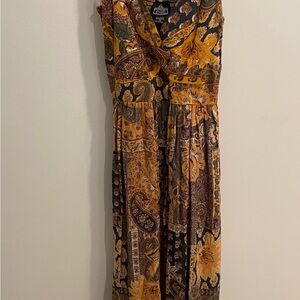 Angie Boho Paisley Maxi Dress in Gold, Rust and Black